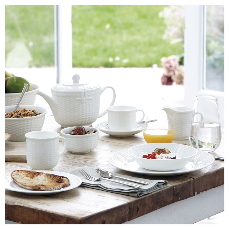 Nantucket White Bone China Basket Weave Creamer