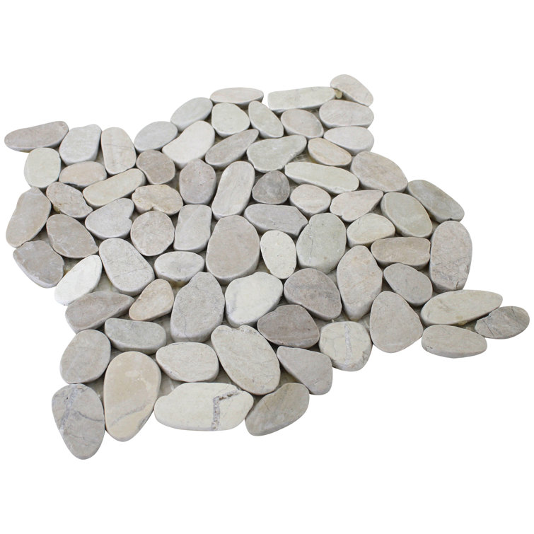 White Honed Natural Stone Pebble Mosaic Tile