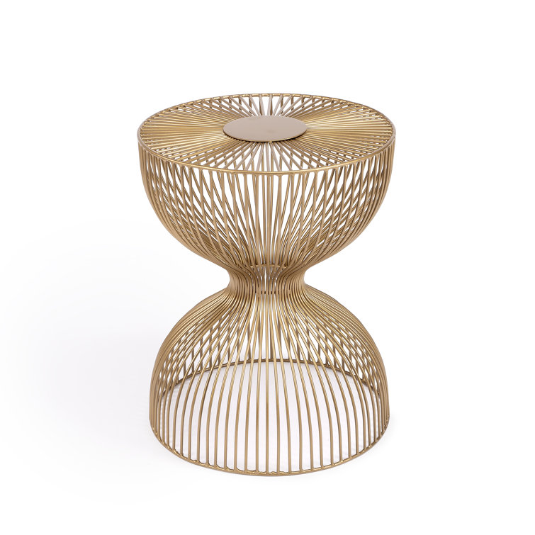 Nicholas Gold Metal and Glass Round End Table