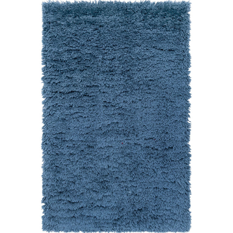 Aegean Blue High-Pile Shag Synthetic Area Rug 3'3" x 5'3"