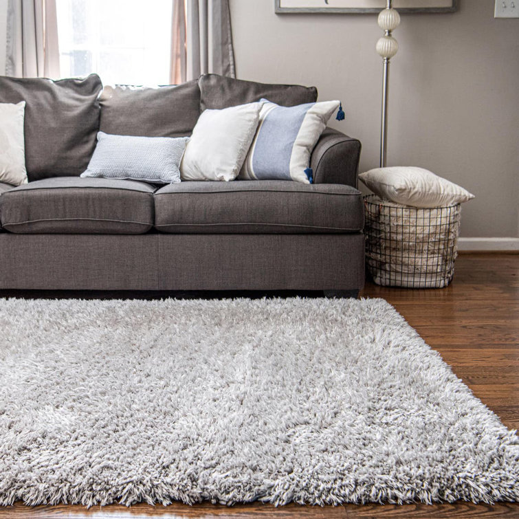 Ash Gray High Pile Shag Synthetic Area Rug 4' x 6'