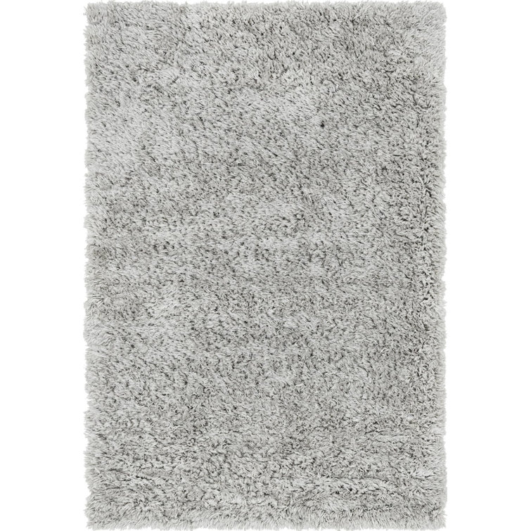 Ash Gray High Pile Shag Synthetic Area Rug 4' x 6'