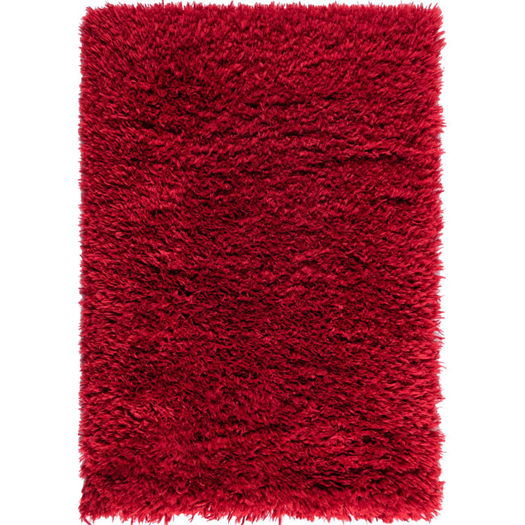 Merlot Red Rectangular Shag Synthetic 2' x 3' Rug