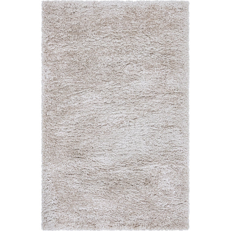 Off-White Linen Shag Rectangle Area Rug 5'1" x 8'