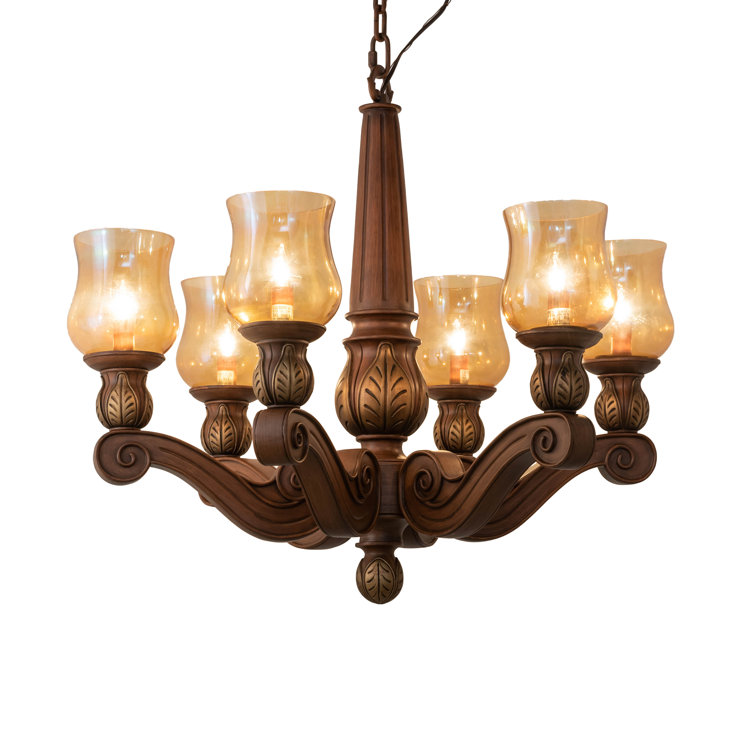 Kendall 30" Wide Gold and Cherry 6-Light Chandelier