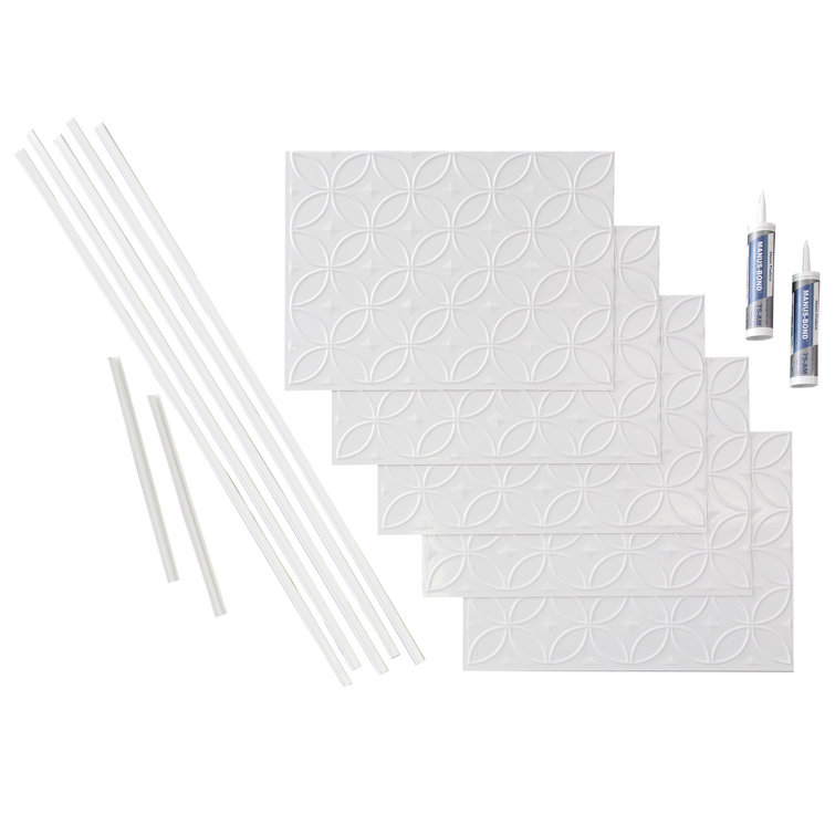 Matte White Vinyl Decorative Backsplash Kit 15 sq ft