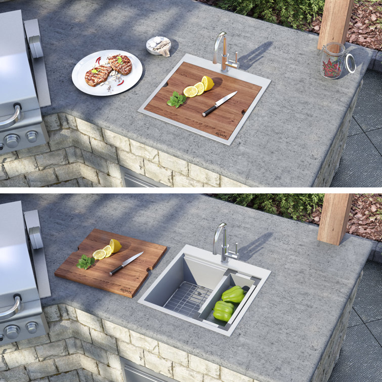 Ruvati 24" Stainless Steel Drop-In Utility Sink with Grid