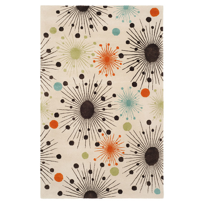 Ivory and Multi Floral Tufted Wool Area Rug