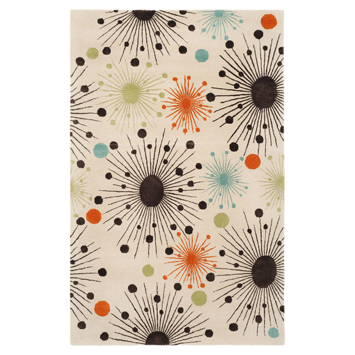 Ivory and Multi Floral Tufted Wool Area Rug