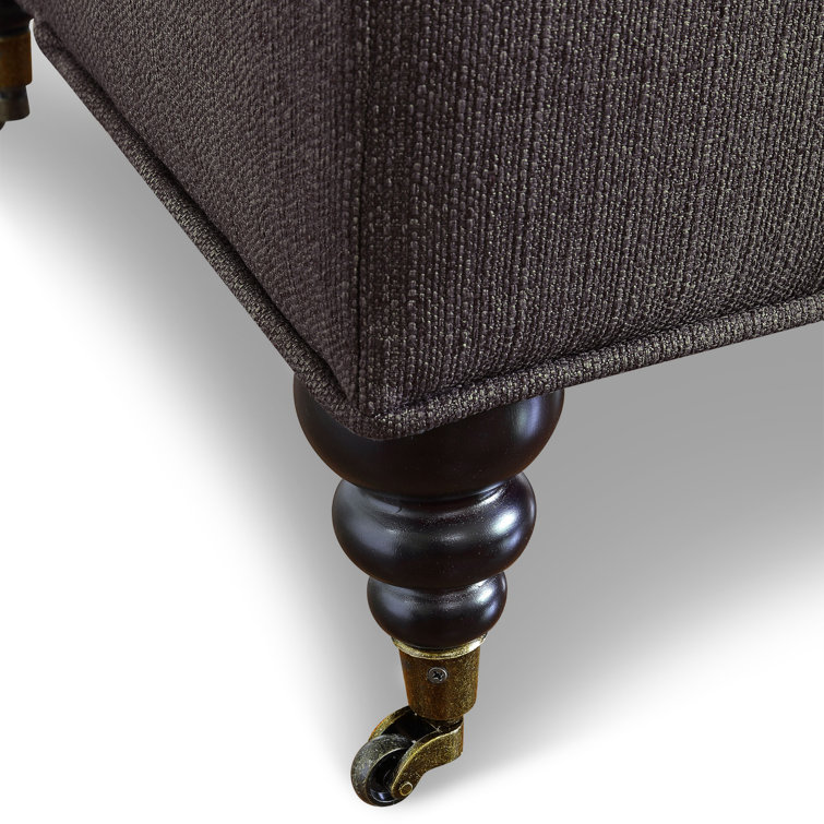 Midnight Charcoal Tufted Square Ottoman with Storage