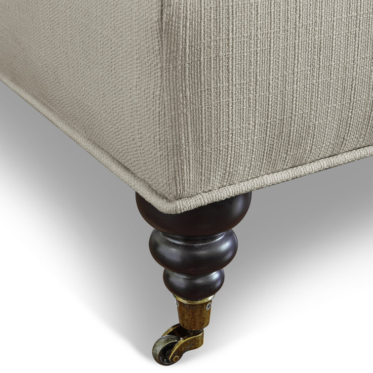 Ivory Tufted Cotton Twill Square Cocktail Ottoman with Storage