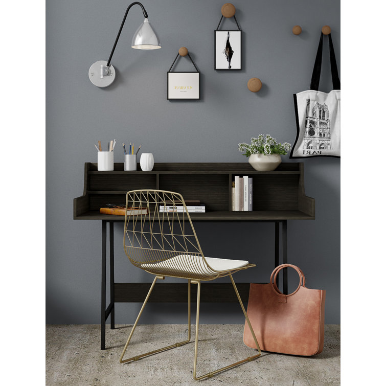 Gold Metal Faux Leather Upholstered Side Chair