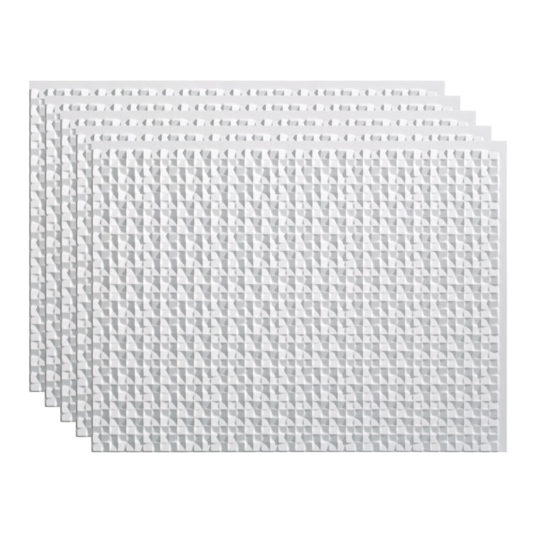 Matte White Vinyl Decorative Backsplash Tiles, 18" x 24"