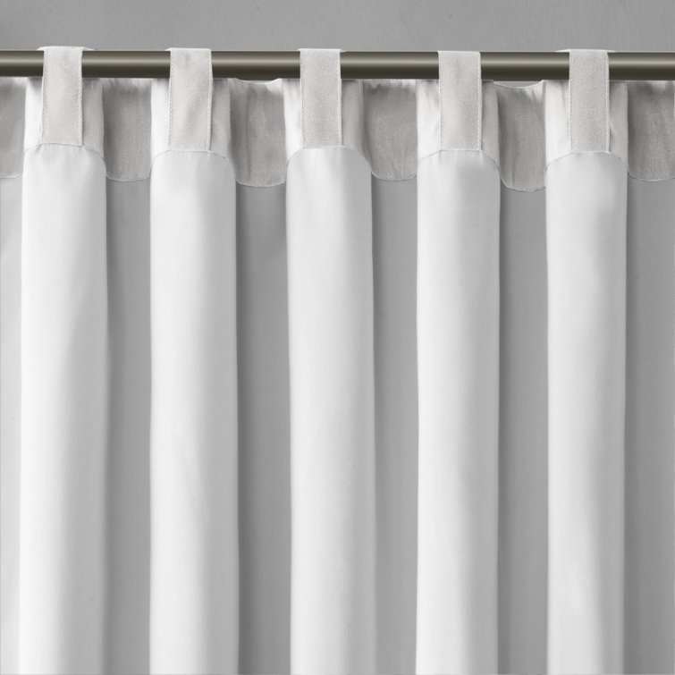 White Faux Silk Embroidered Puddle Length Curtain Panel