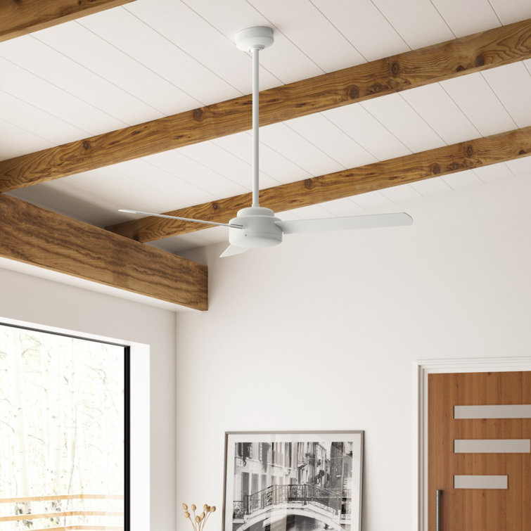 52" Matte White 3-Blade Ceiling Fan with Wall Control