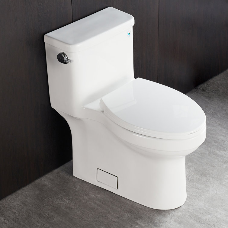 White High Efficiency Elongated One-Piece Toilet with Glazed Surface