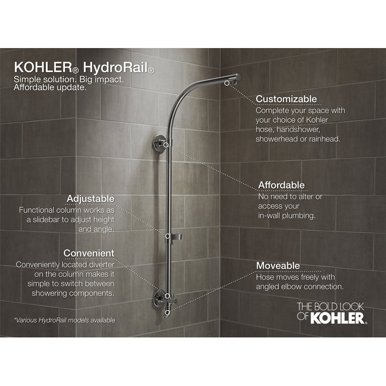 Polished Chrome Adjustable Shower Column with Slidebar Bracket