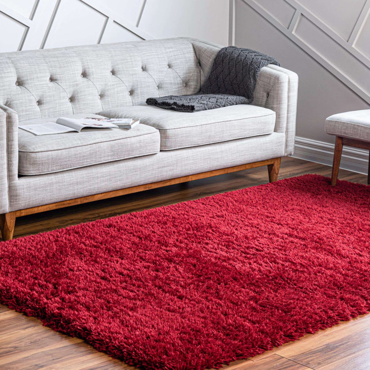 Merlot Red Rectangular Shag Synthetic 2' x 3' Rug