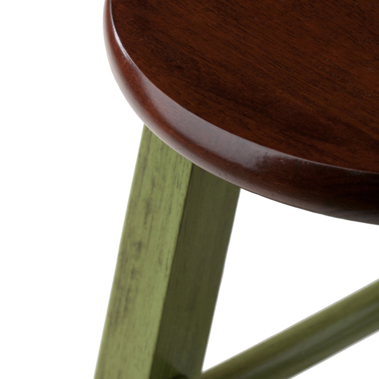 Winsome Ivy 24" Rustic Green & Walnut Wood Counter Stool