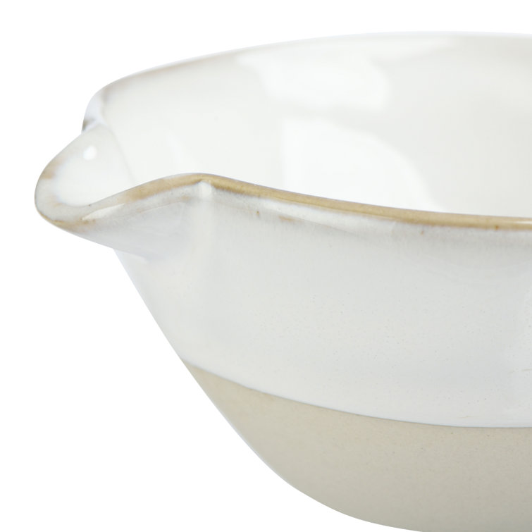 Adelora White and Beige Ceramic Mixing Bowl Set of 4