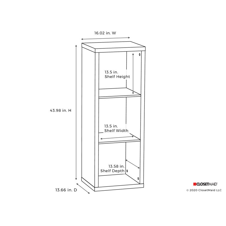 White 44" Tall Decorative 3-Cube Storage Organizer