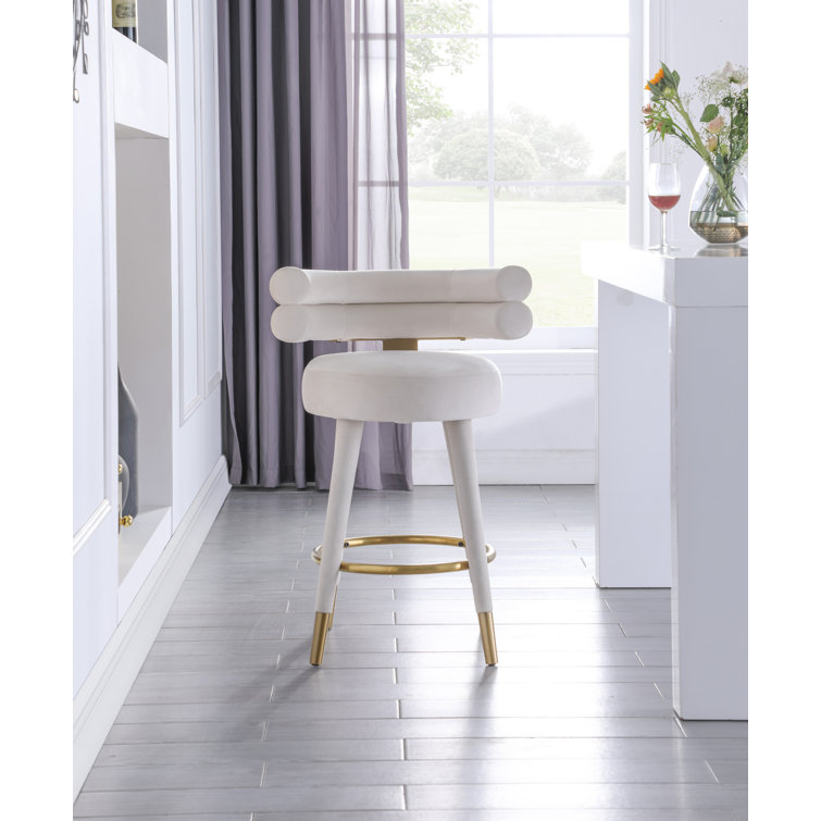 Elegant Black and Gold 26.5'' Velvet Counter Stool