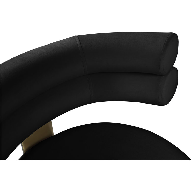 Fitzroy Black Velvet Counter Stool with Gold Accents