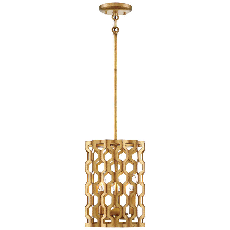 Pandora Gold Leaf 3-Light Mini Drum Pendant