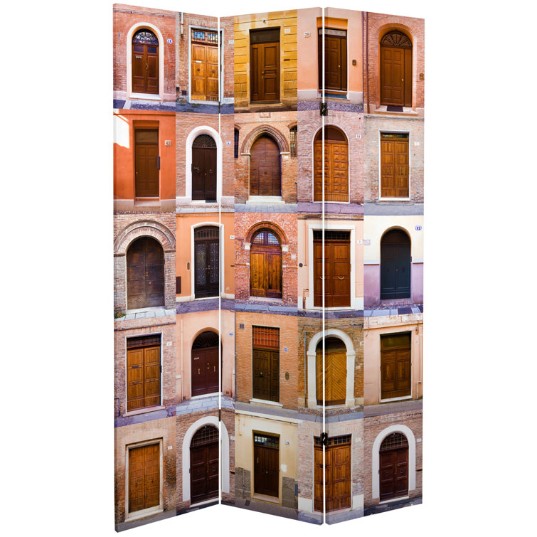 European Doors Canvas Room Divider with Spruce Wood Frame