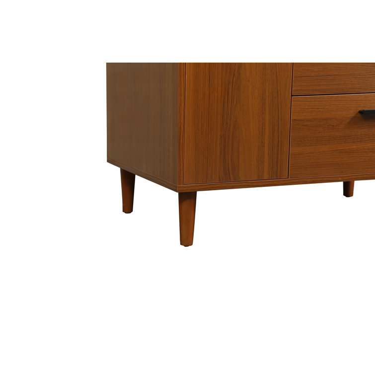 Teak Finish 36" Modern Bathroom Vanity with Engineered Stone Top