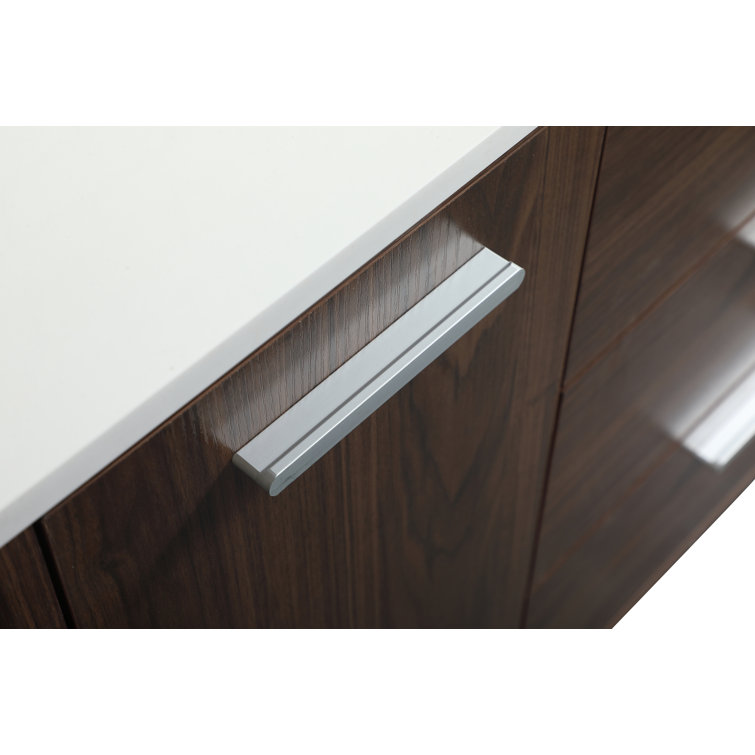 Walnut Freestanding Bathroom Vanity with Porcelain Sink