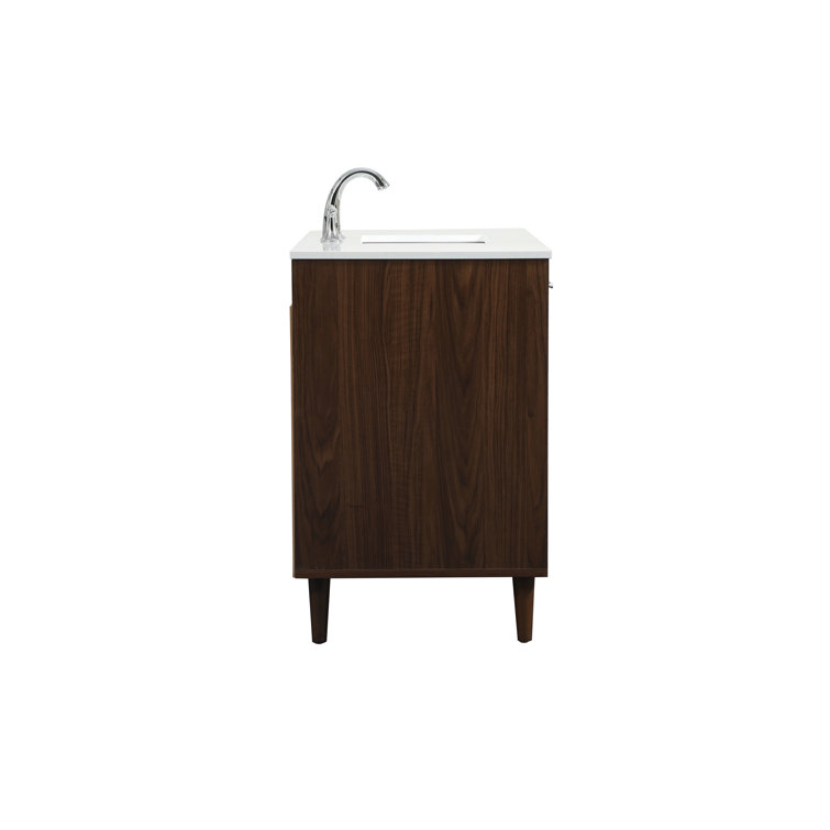 Walnut and Calacatta White 42" Single Vanity with Engineered Marble Top