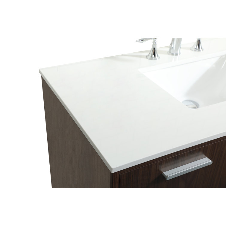 Walnut and Calacatta White 42" Single Vanity with Engineered Marble Top