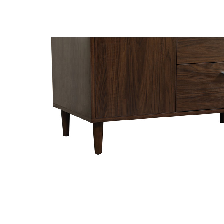 Walnut and Calacatta White 42" Single Vanity with Engineered Marble Top