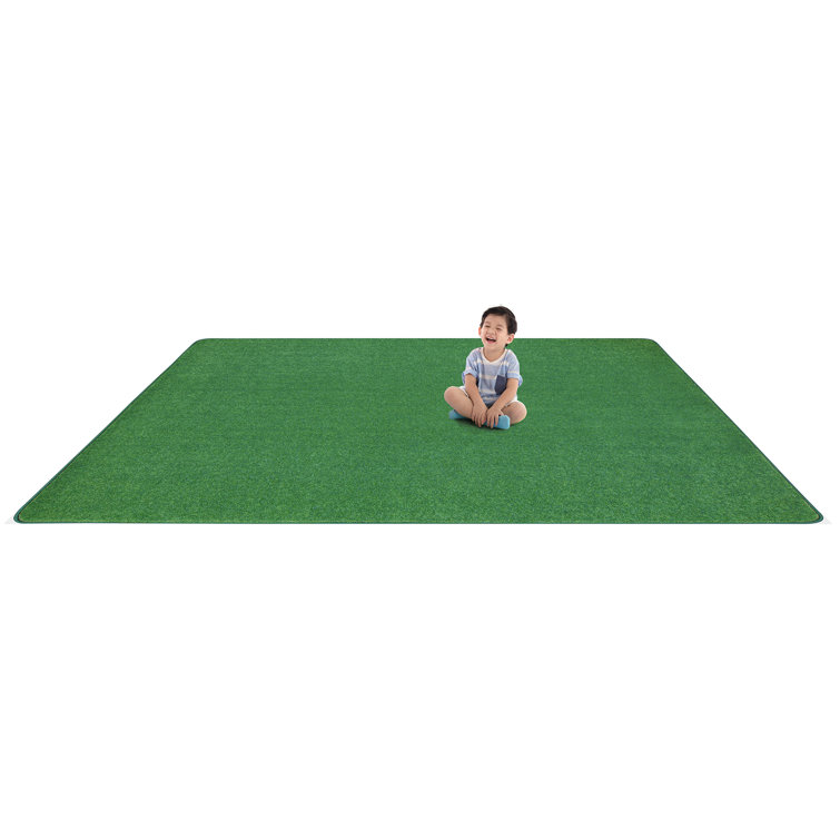 Grass Green Synthetic Tufted Rectangular Kids Area Rug 6' x 9'