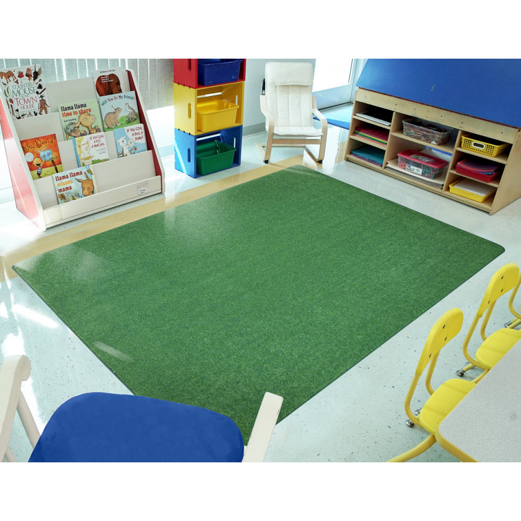 Grass Green Synthetic Tufted Rectangular Kids Area Rug 6' x 9'