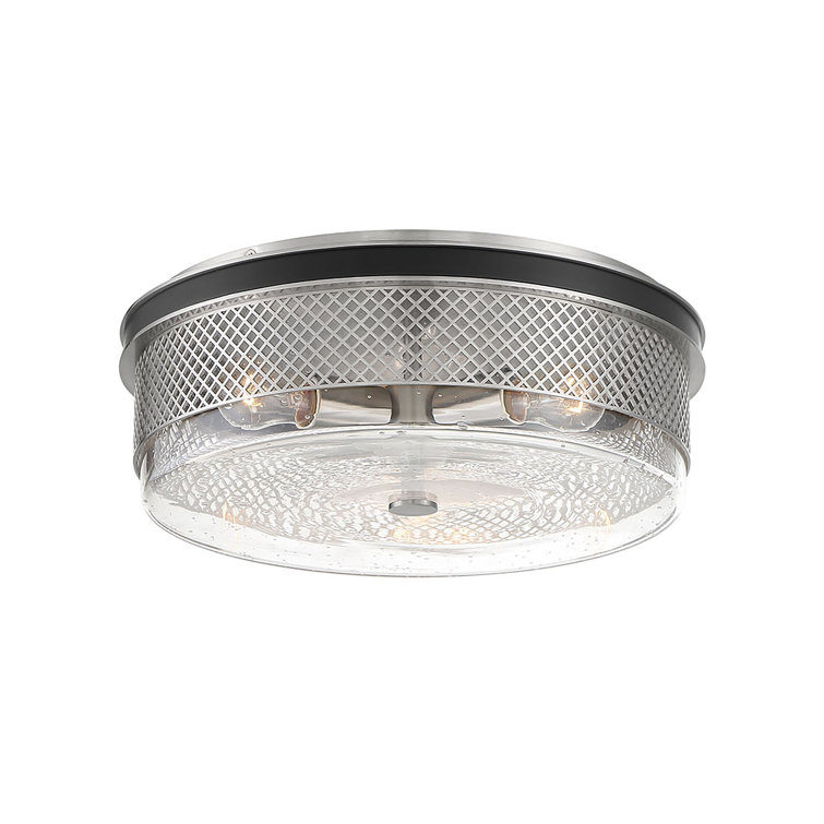 Coal & Brushed Nickel Seedy Glass 3-Light Flush Mount