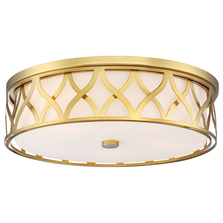 Liberty Gold Etched Glass 20" LED Drum Flush Mount