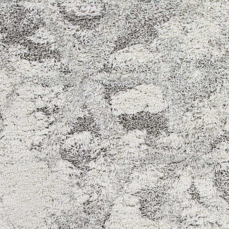 Gray High Pile Shag Rectangular Accent Rug