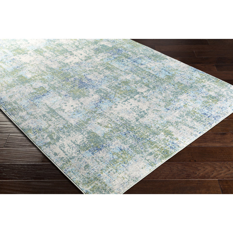 Elysian Blue Rectangular Easy-Care Synthetic Rug 6'11" x 9'
