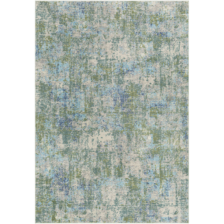 Elysian Blue Rectangular Easy-Care Synthetic Rug 6'11" x 9'