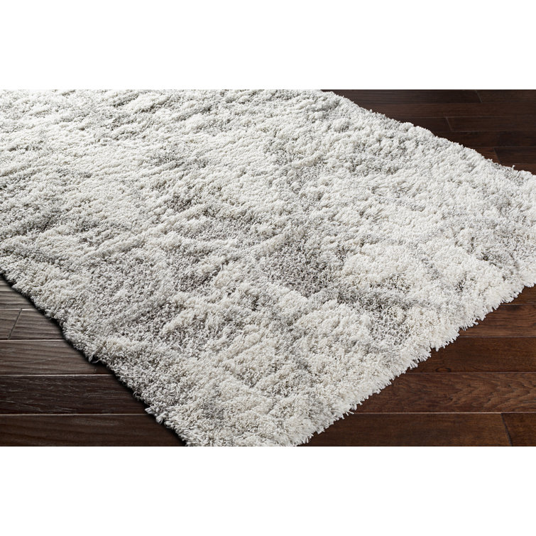 Gray High Pile Shag Rectangular Accent Rug
