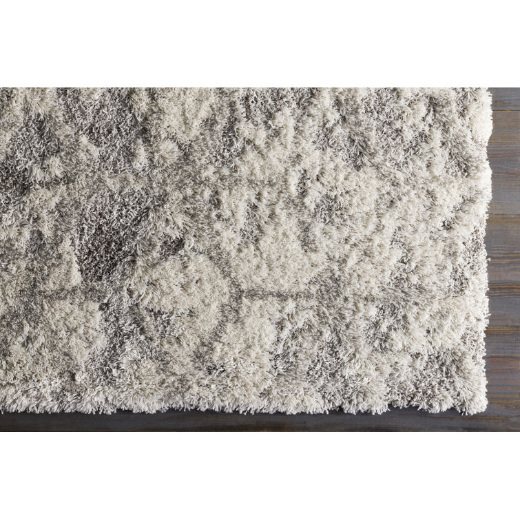 Gray High Pile Shag Rectangular Accent Rug