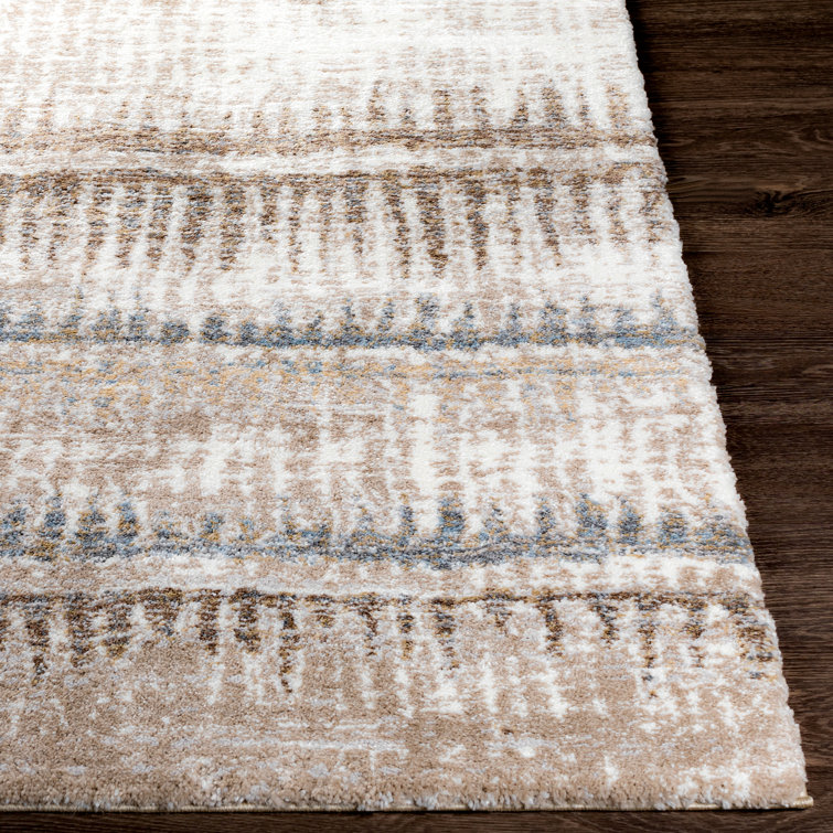 Maez Soft Abstract Stripes Gray Synthetic Area Rug 7'10" x 10'