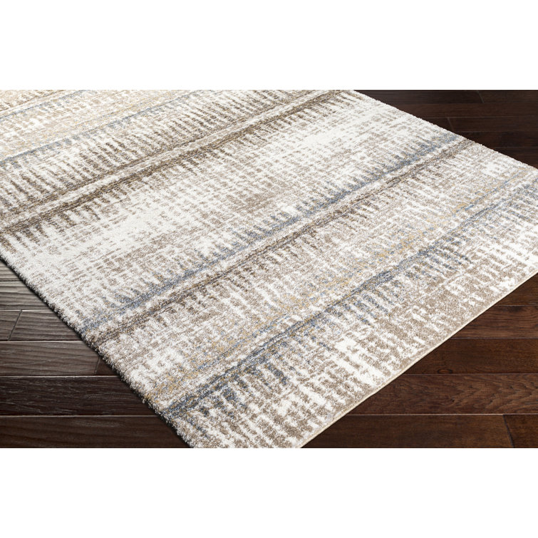 Maez Soft Abstract Stripes Gray Synthetic Area Rug 7'10" x 10'