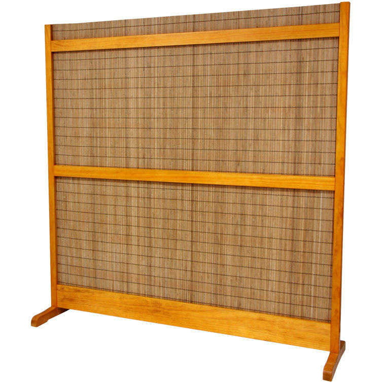 76" Honey Bamboo and Mahogany Folding Room Divider