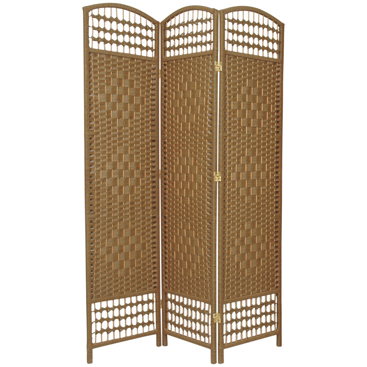 Natural Fiber and Wood 3-Panel Folding Room Divider