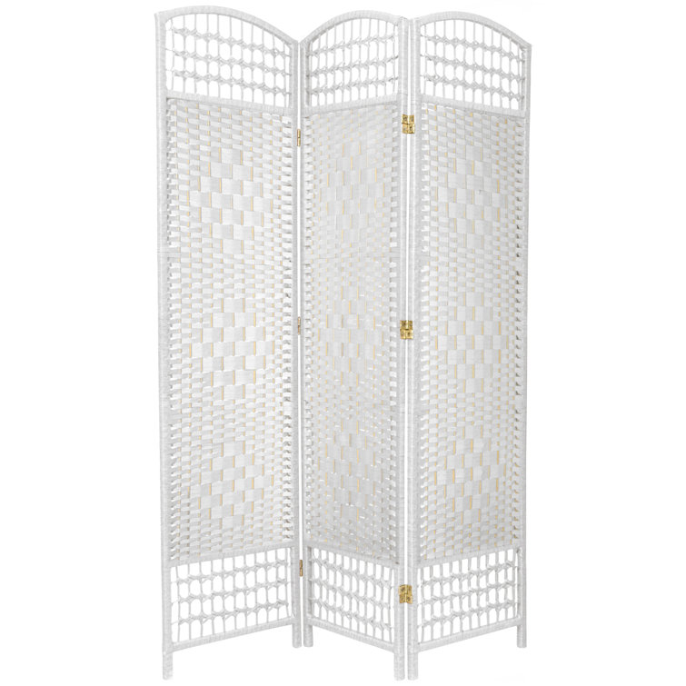 Elegant White Fiber Weave 3-Panel Floor Room Divider