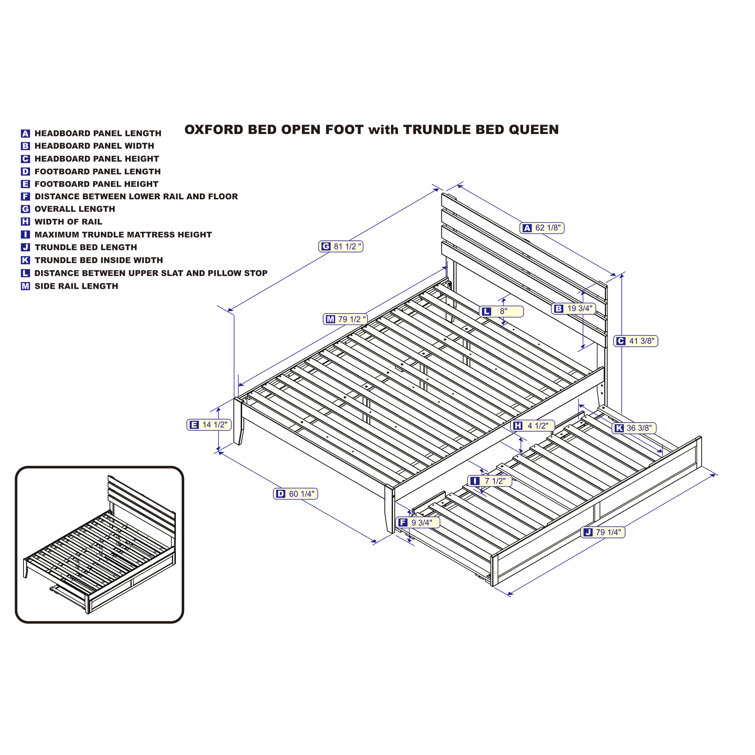 Walnut Queen Upholstered Platform Bed with Wood Headboard and Slats