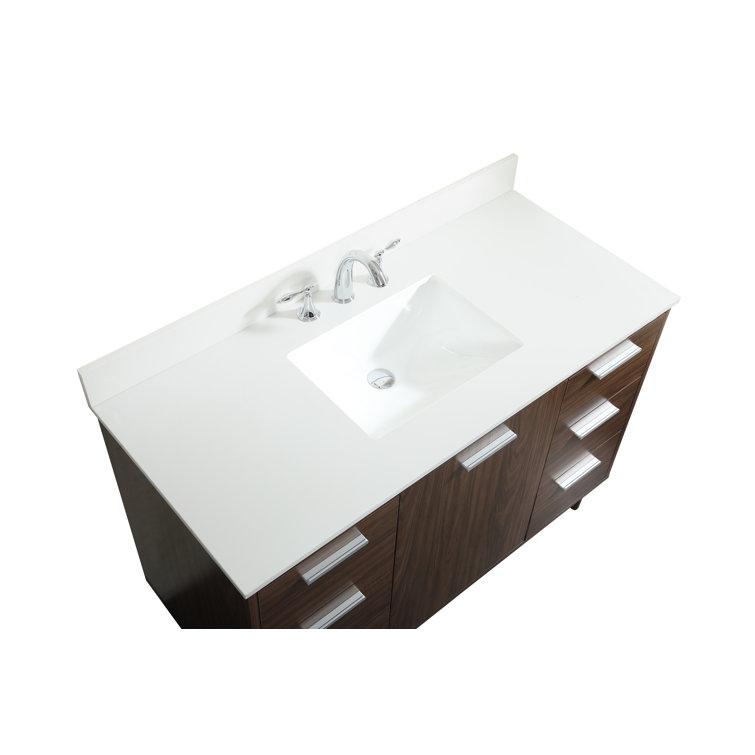 Walnut 48" Solid Wood and MDF Bathroom Vanity with Engineered Marble Top